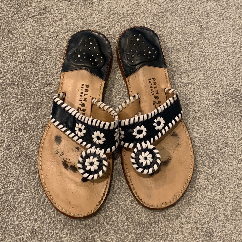 Palm Beach Sandals- Navy and White